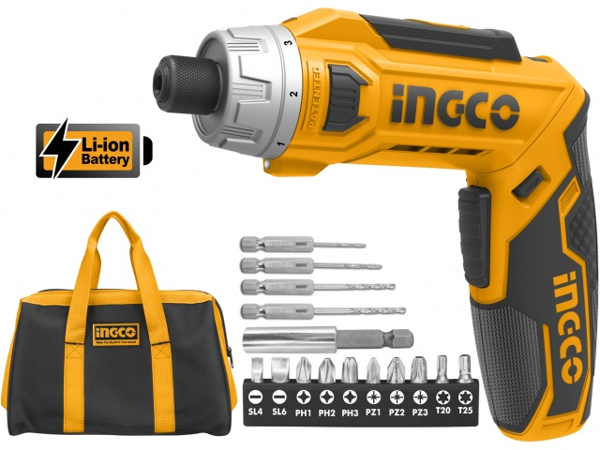 Imagen de ATORNILLADOR ANGULAR 8 VOLT LITIO BOLSO Y MECHAS